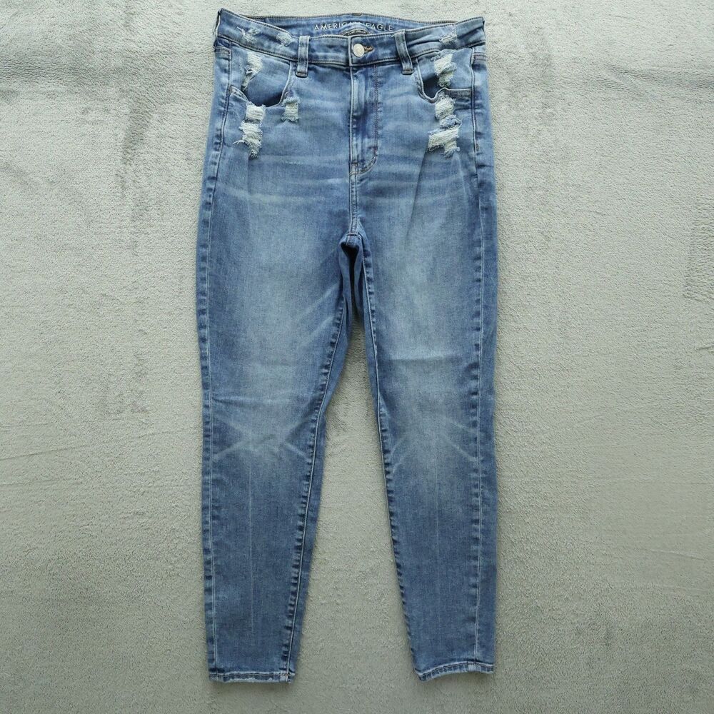 American Eagle Jeans Women's 12S Super High-Rise Jegging 27" Inseam Destroyed